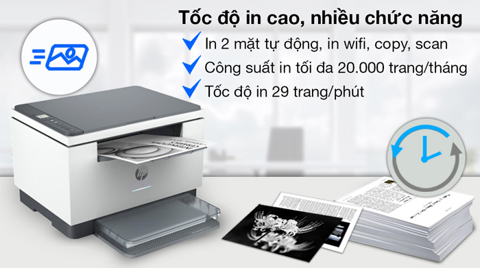 Máy in HP Laserjet MFP M236DW 9YF95A sở hữu công suất in 20.000 trang/tháng