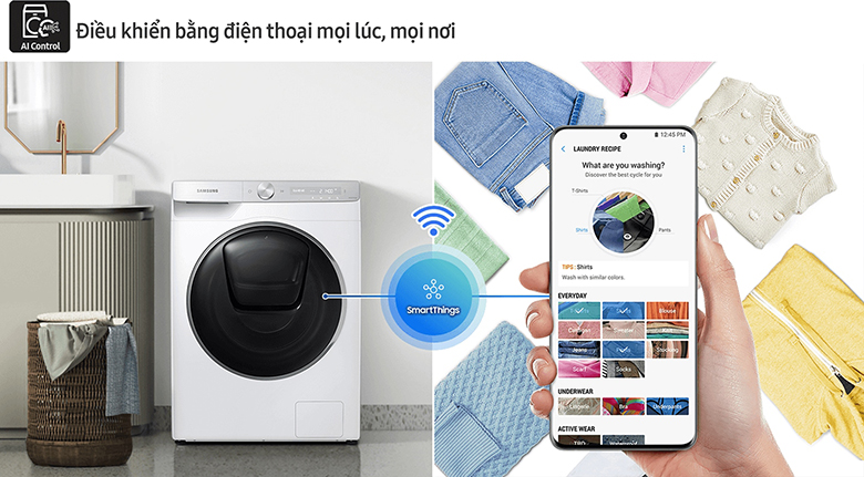Bạn có thể điều khiển máy giặt Samsung WW10TP54DSH/SV qua điện thoại mọi lúc, mọi nơi