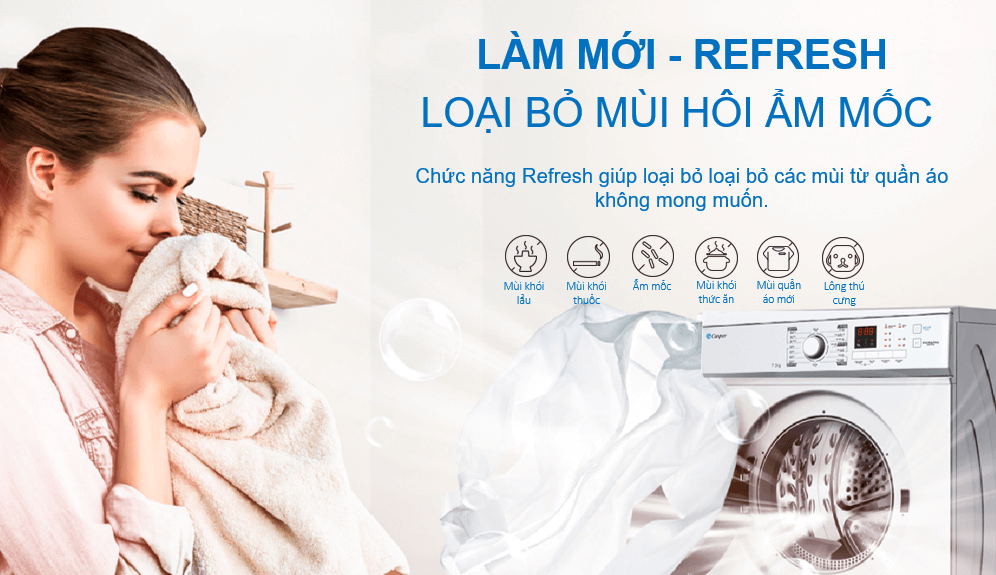 Máy sấy Casper TD 72VWD có chế độ làm mới Refresh loại bỏ mùi ẩm mốc