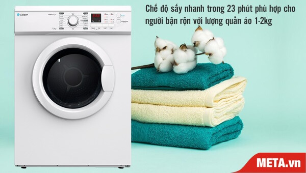 Máy sấy Casper TD 72VWD có chế độ sấy nhanh 23 phút