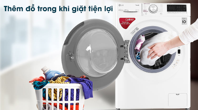 Máy giặt LG lồng ngang thông minh 8.5kg FV1408S4W có tính năng Add Item tiện lợi