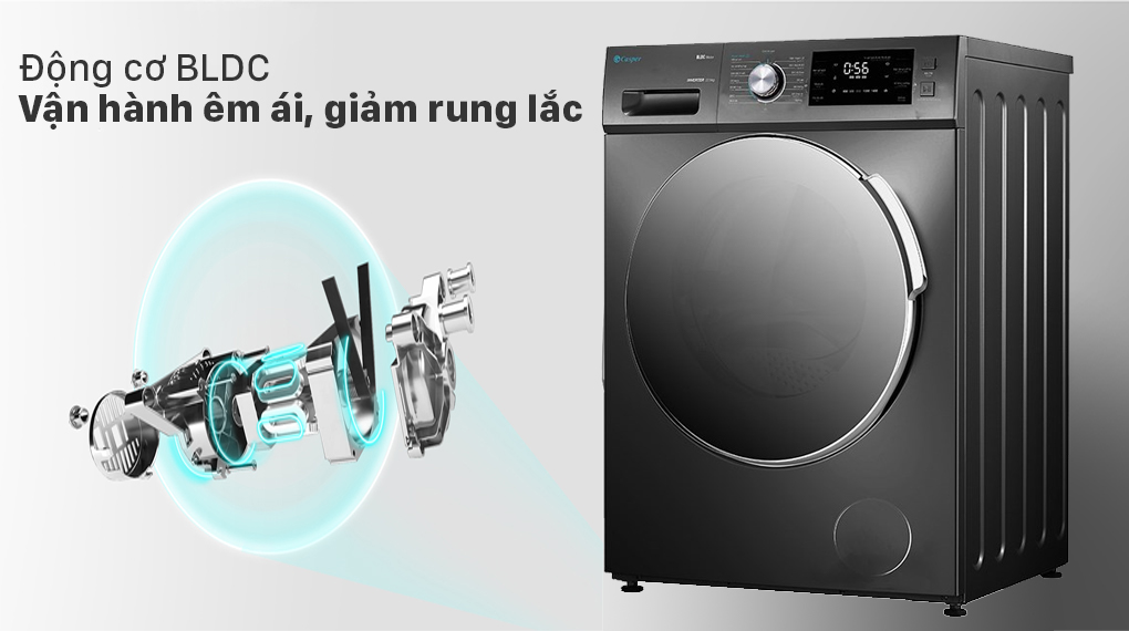 Máy giặt Casper WF-85I140BGB 8.5kg sử dụng động cơ Inverter BLDC bền bỉ