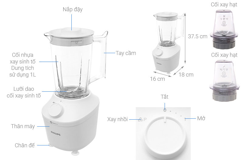 Máy xay sinh tố 3 cối