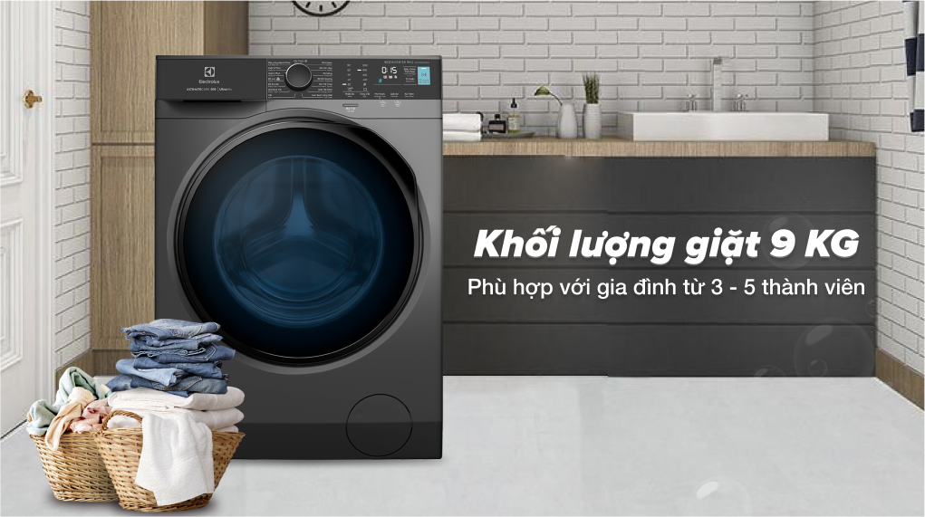 Electrolux EWF9024P5SB khối lượng giặt 9kg phù hợp cho gia đình có từ 3 - 5 người