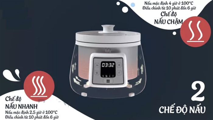 Nồi có hai chức năng nấu chính là nhanh và chậm