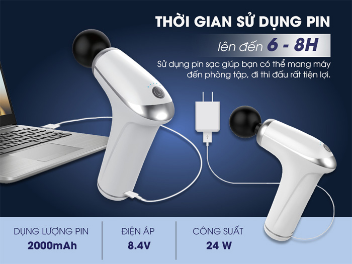 Thời gian sử dụng lên đến 6 - 8 giờ