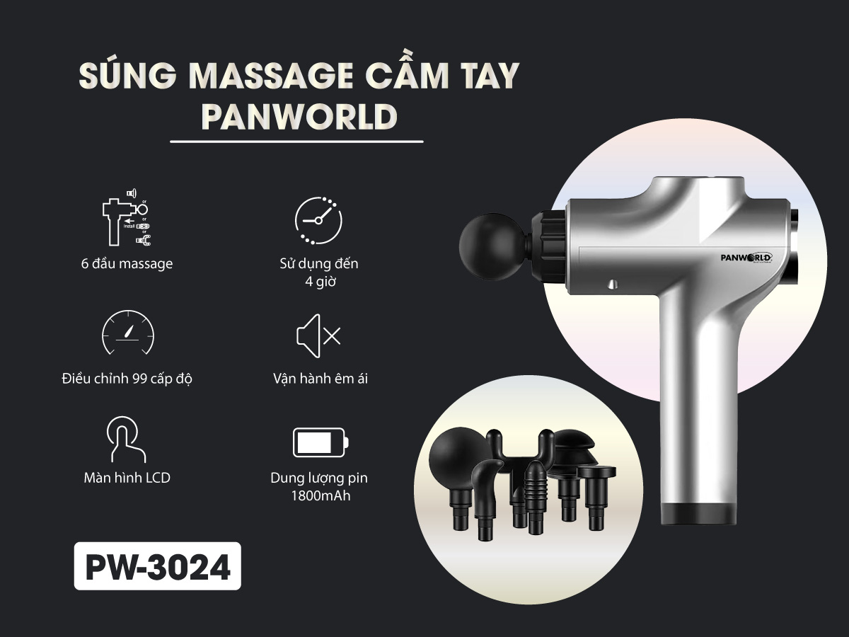 Ưu điểm của súng massage cầm tay 99 cấp độ Panworld PW-3024