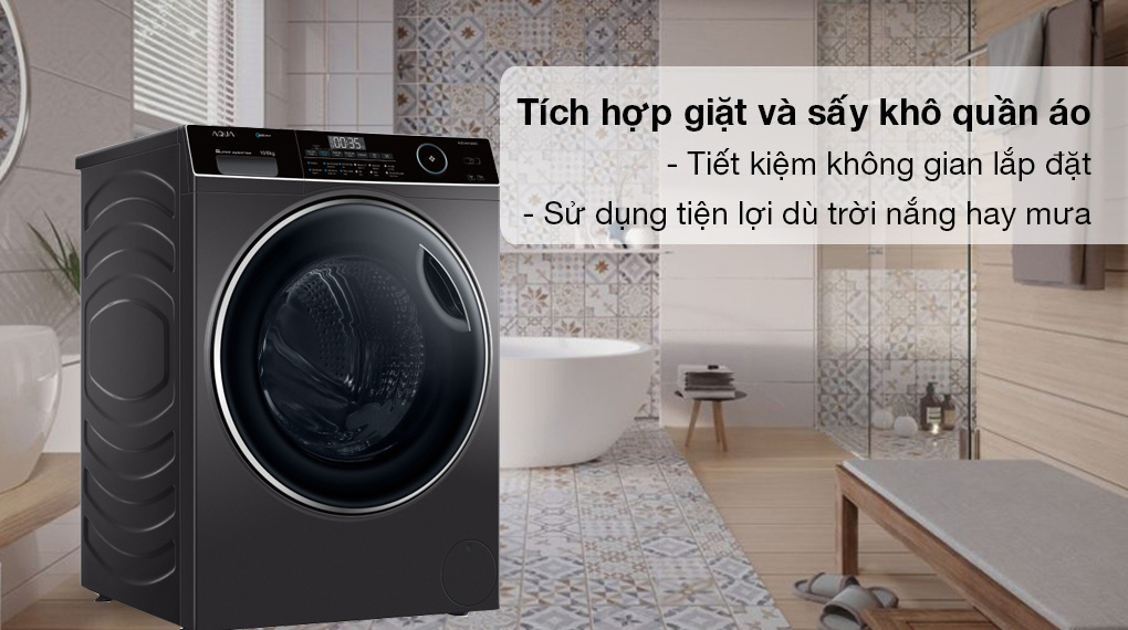 Máy giặt Aqua tích hợp khả năng giặt và sấy trong một thiết bị