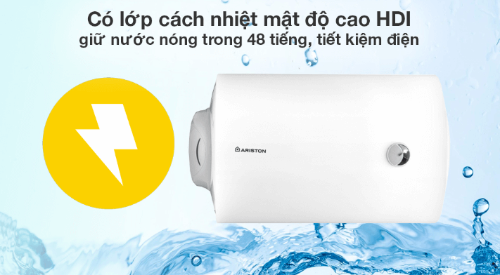 Bình nóng lạnh Ariston PRO R 100 H 2.5 FE (100L - Ngang) có lớp cách nhiệt dày, có mật độ cao HDI tiết kiệm điện năng