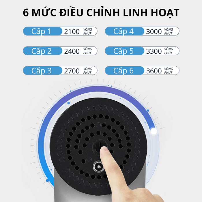 Cài đặt đến 6 mức điều chỉnh linh hoạt 