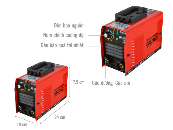 Các bộ phận ở mặt trước máy hàn điện tử Sasuke ZX7-200E (mini)