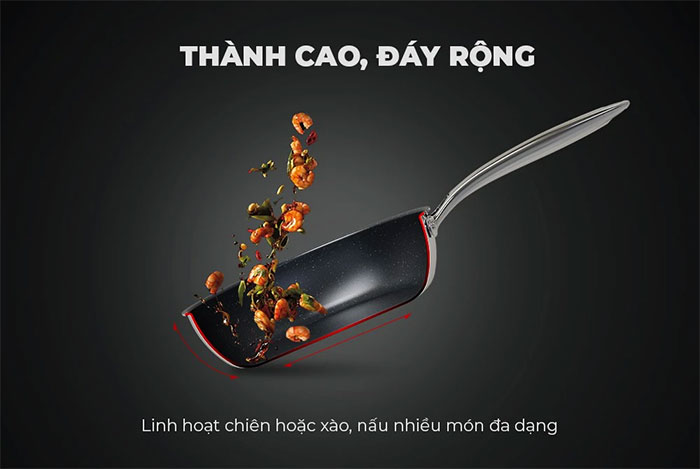 Thiết kế thân cao giúp bạn thoải mái chiên, xào