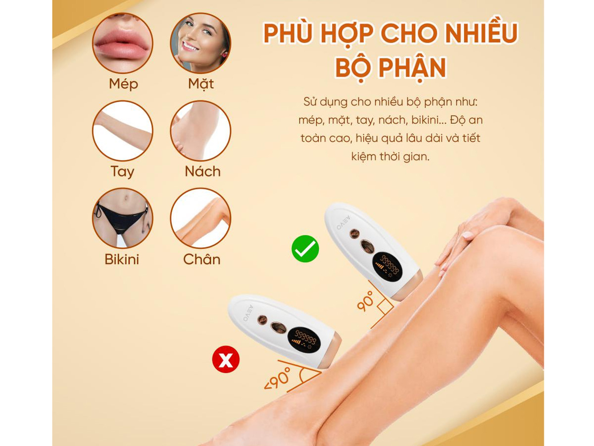 Máy sử dụng cho mọi vùng lông trên cơ thể