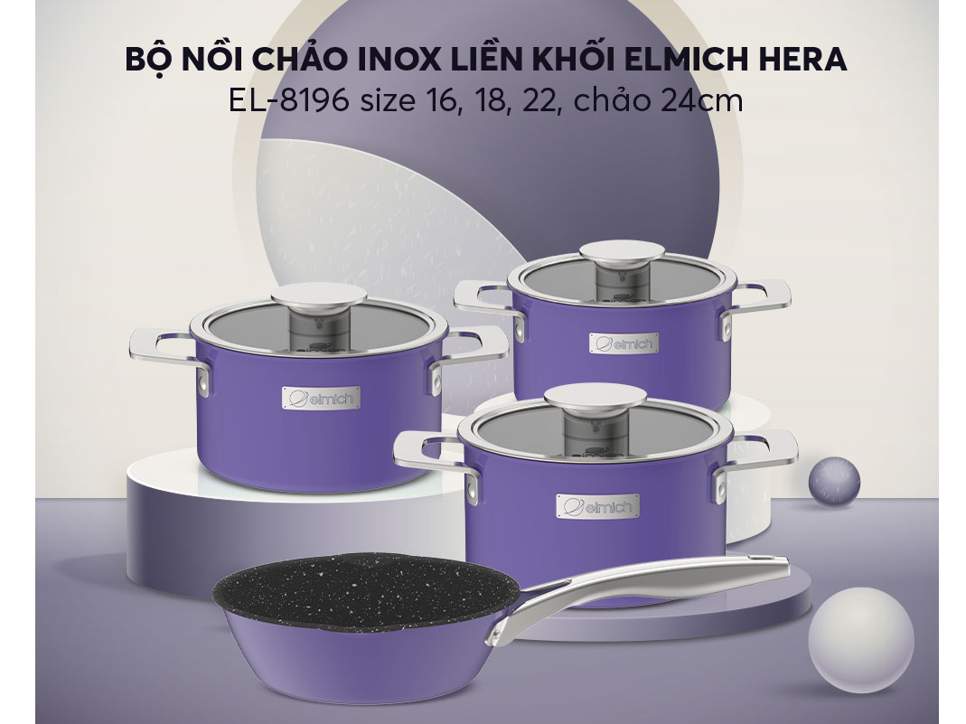 Bộ nồi Inox liền khối Elmich Hera EL-8196