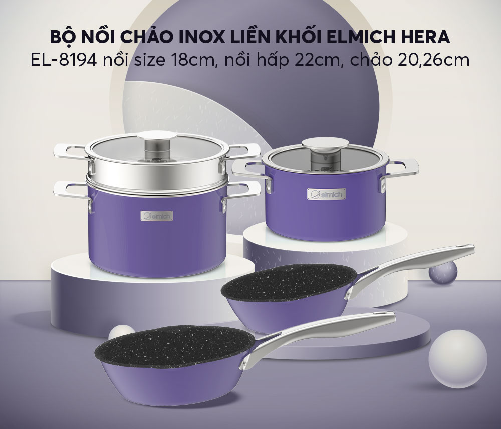 Bộ nồi Inox liền khối Elmich Hera EL-8194