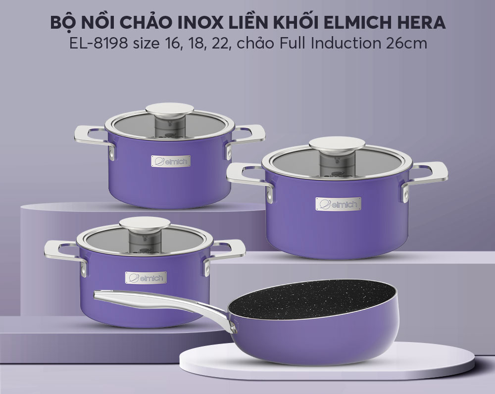 Bộ nồi Inox liền khối Elmich Hera EL-8198