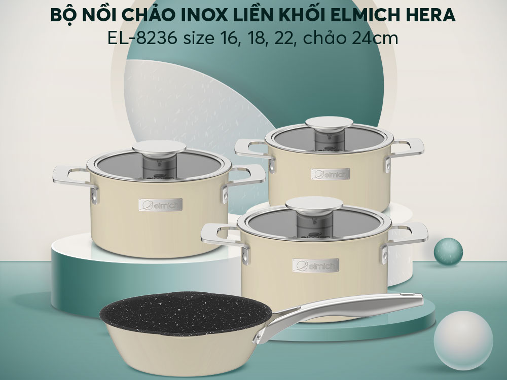 Bộ nồi Inox liền khối Elmich Hera EL-8236