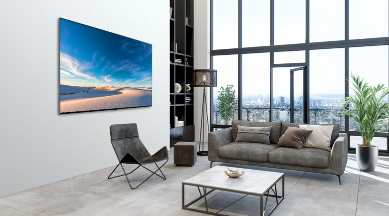 Tivi LG 75QNED91TPA có kích thước màn hình lớn lên tới 75 inch, màn hình mỏng 4 cạnh tinh tế, sang trọng