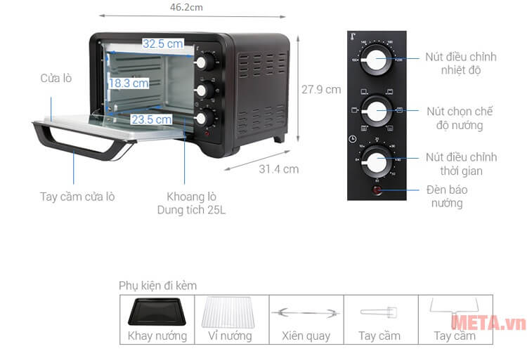 Cấu tạo lò nướng Sanaky VH-259S2D