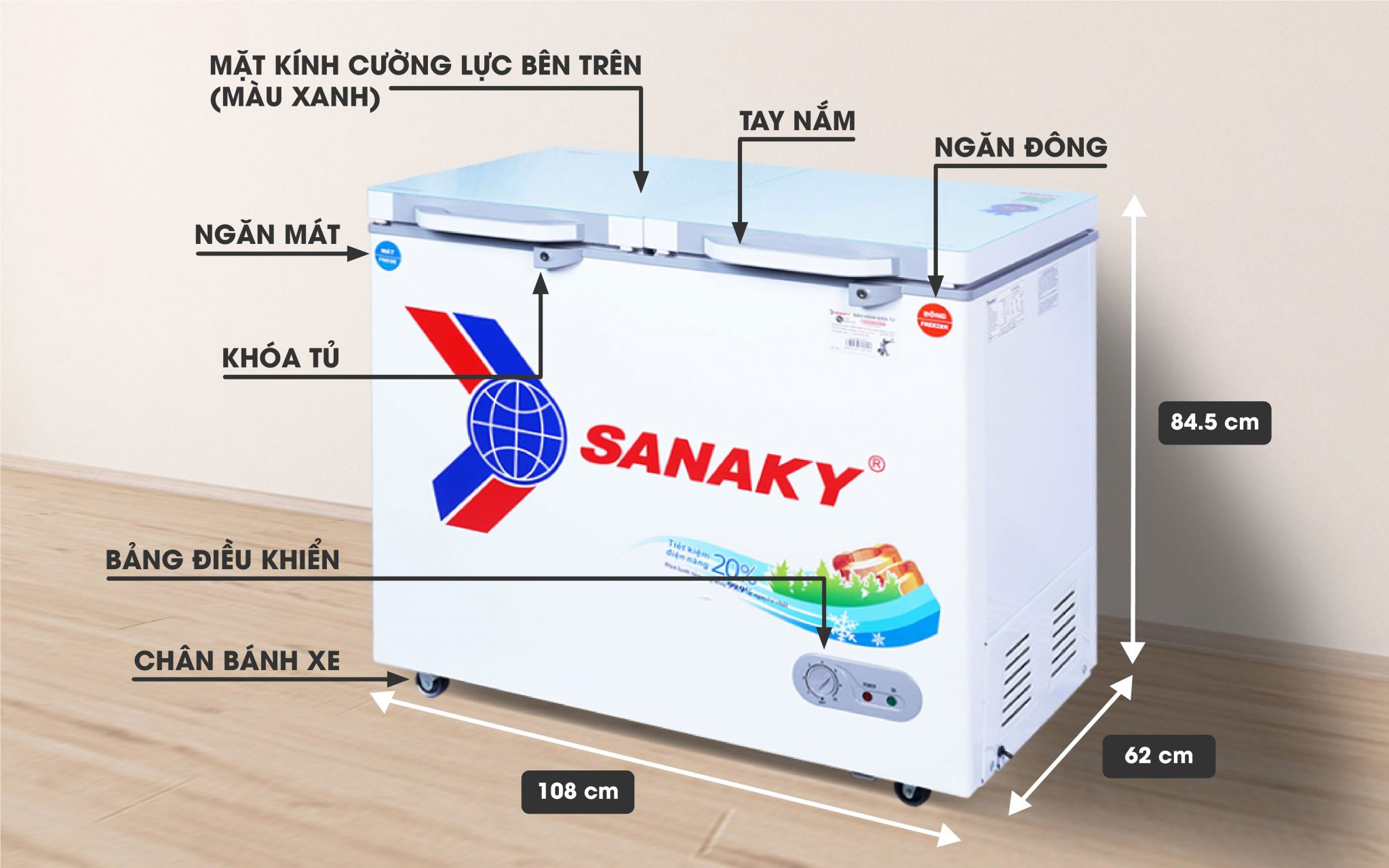 Tủ đông mặt kính cường lực 