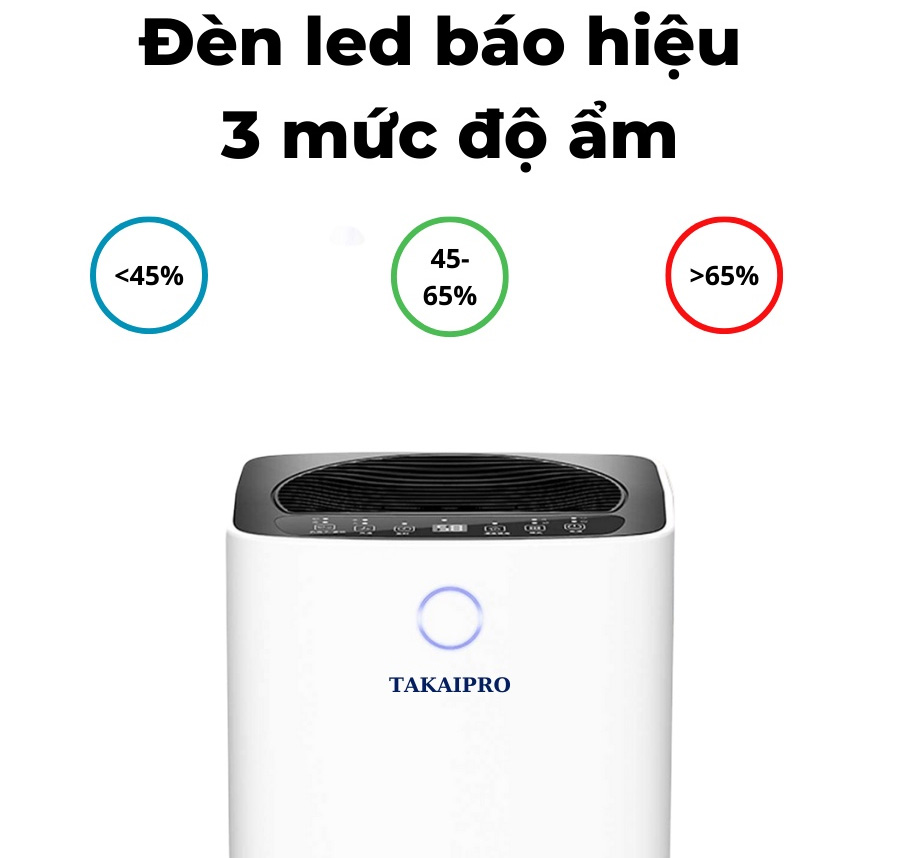 Máy hút ẩm và lọc không khí Takai Pro TKD14-OL có đèn LED báo độ ẩm