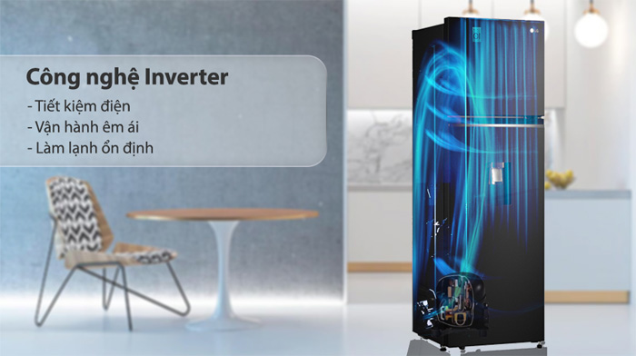 Tủ lạnh 2 cánh LG Inverter 264 lít GV-D262BL được ứng dụng công nghệ Smart Inverter