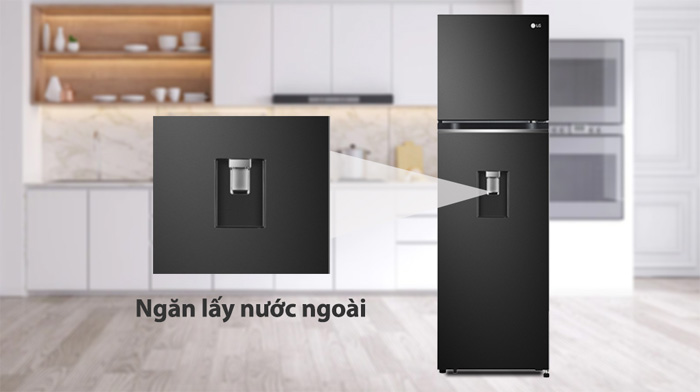 Tủ lạnh 2 cánh LG model GV-D262BL có thiết kế vòi lấy nước bên ngoài 