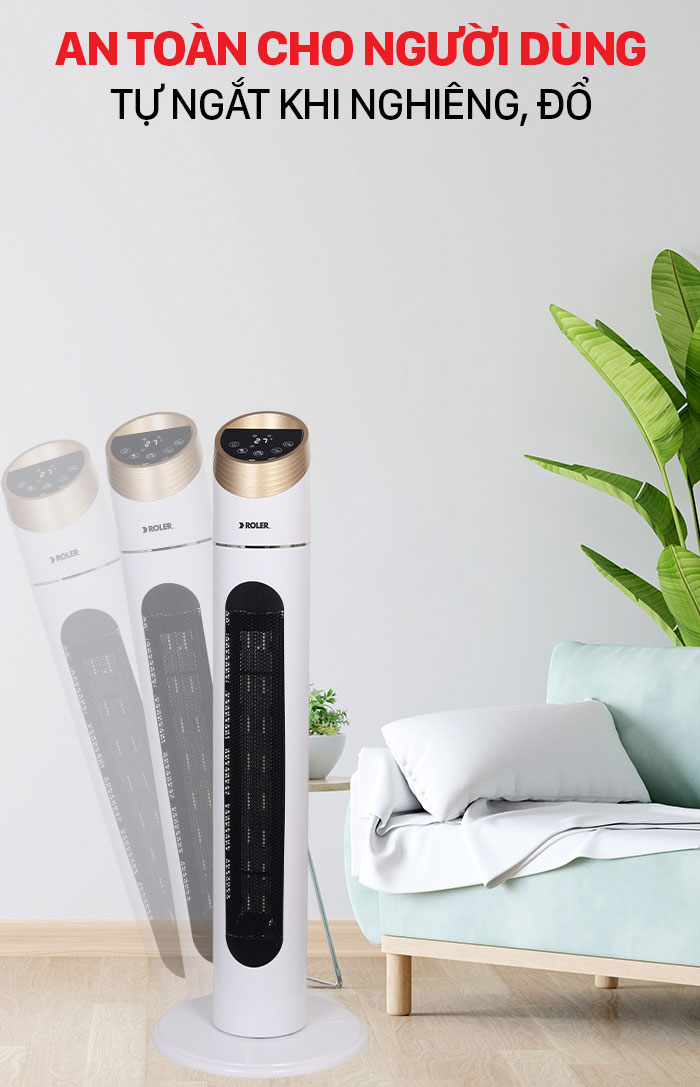 Quạt sưởi gốm Roler RC-2122R có khả năng tự ngắt khi nghiêng đổ