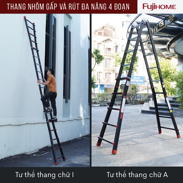 Thang nhôm gấp 4 khúc