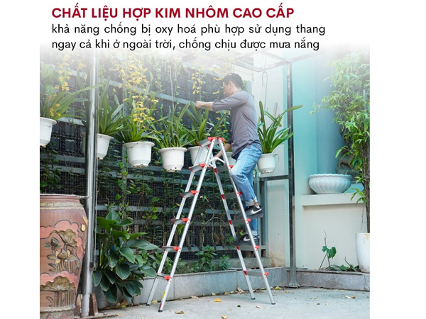 Thang được làm từ hợp kim nhôm bền, nhẹ, cứng