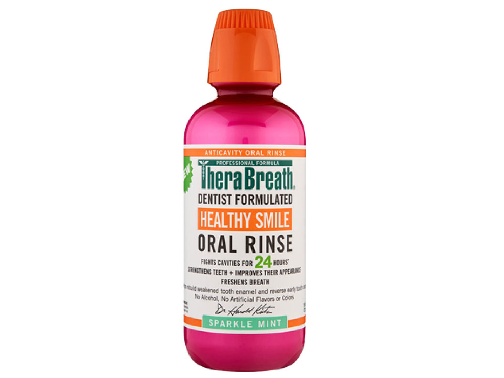Nước súc miệng TheraBreath Healthy Smile Oral Rinse 473ml - Hồng