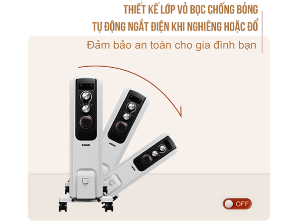 Roler RH-2118 có khả năng tự ngắt khi bị nghiêng đổ