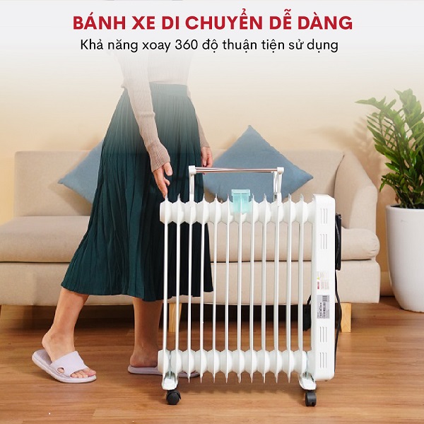 Máy sưởi dầu đa năng FujiHome OH8613 có bánh xe