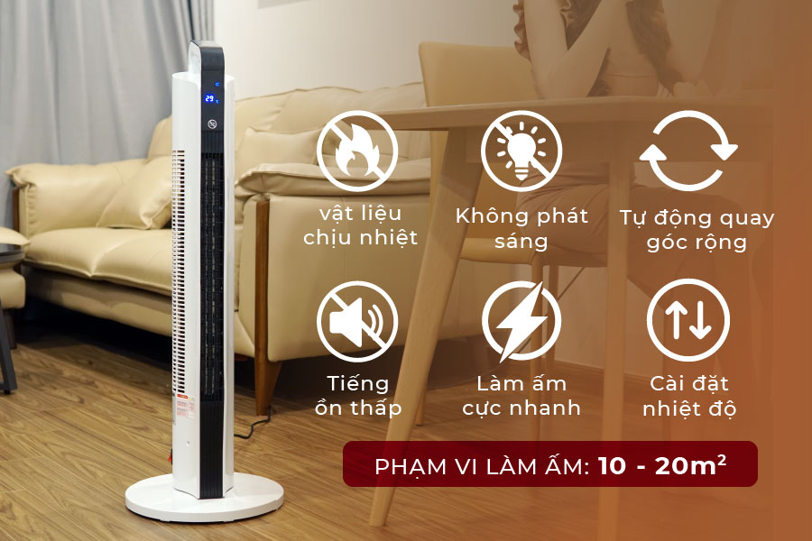 Quạt sưởi gốm Ceramic để sàn FujiHome FH2000