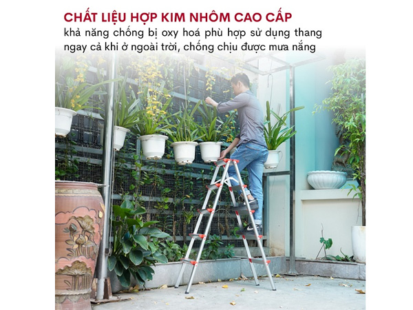 Thang được làm từ hợp kim nhôm bền, nhẹ, cứng