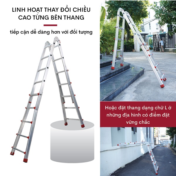 Thang nhôm gấp và rút 4 đoạn