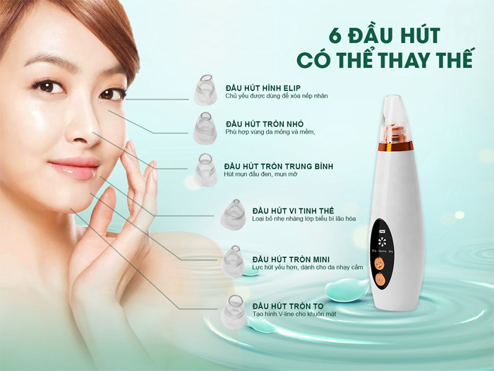 Trang bị 6 đầu hút khác nhau có thể thay thế nhanh chóng
