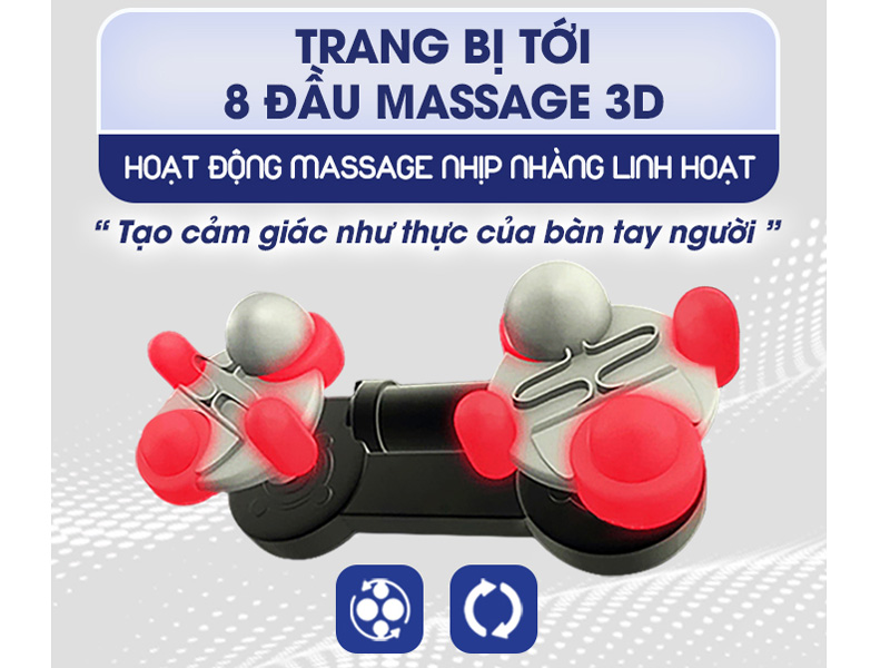 Trang bị 8 đầu massage 