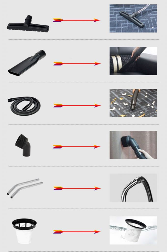 Trang bị nhiều đầu hút để làm sạch các vị trí khác nhau