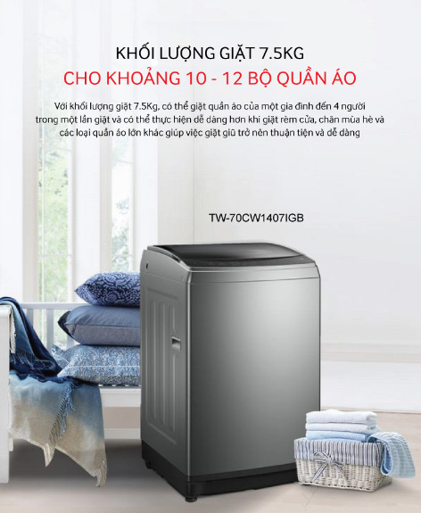 Khối lượng giặt tối đa là 7.5kg