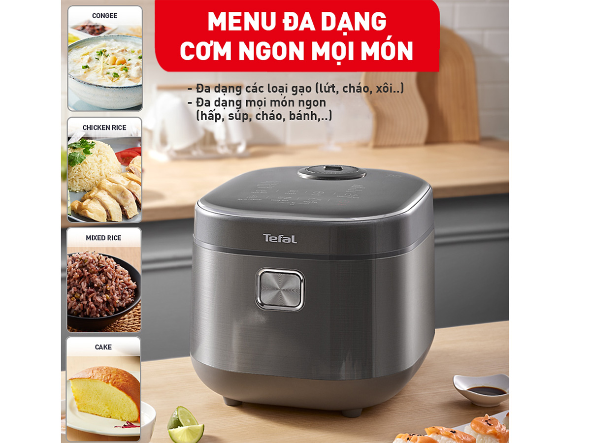 Nồi cơm điện tử 1,8 lít Tefal RK818A68 được cài đặt đến 14 chương trình nấu chuyên dụng