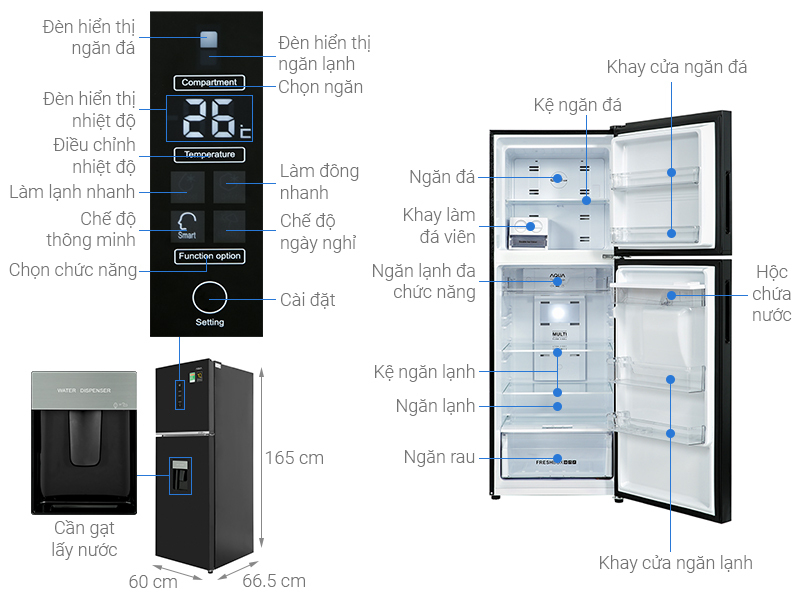 Tủ lạnh Aqua AQR-T369FA(WBS)
