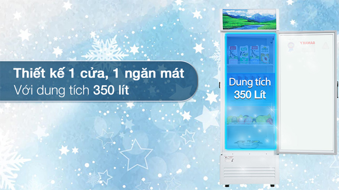 Tủ có dung tích sử dụng là 350 lít