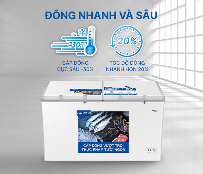 Máy có khả năng cấp đông nhanh, sâu