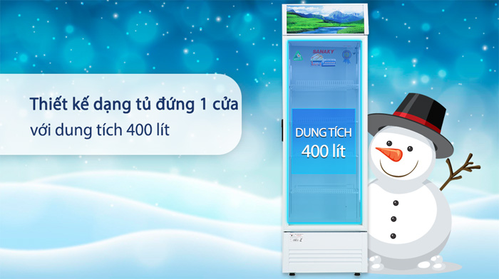 Dung tích tủ lên đến 400 lít