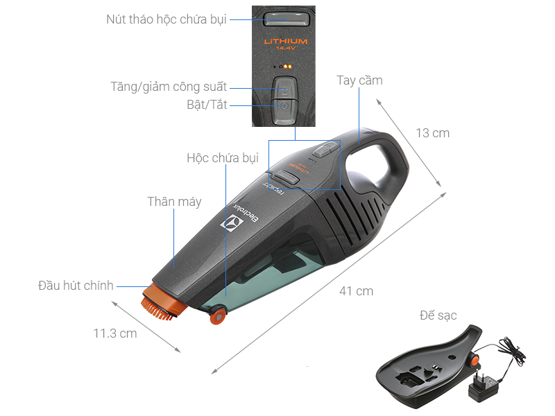 Cấu tạo máy hút bụi không dây Electrolux ZB6214IGM