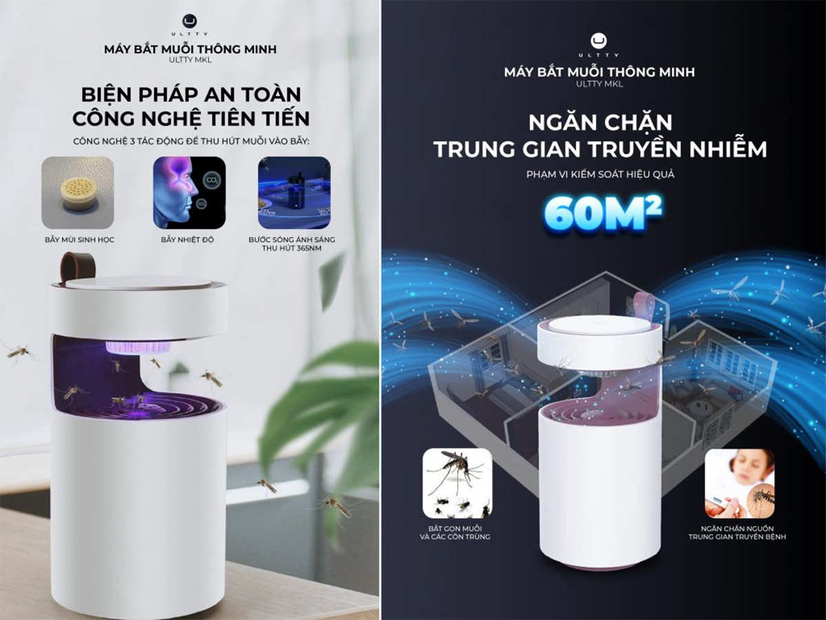 máy bắt muỗi và côn trùng thông minh U Ultty MKL dùng cho diện tích 60m2 