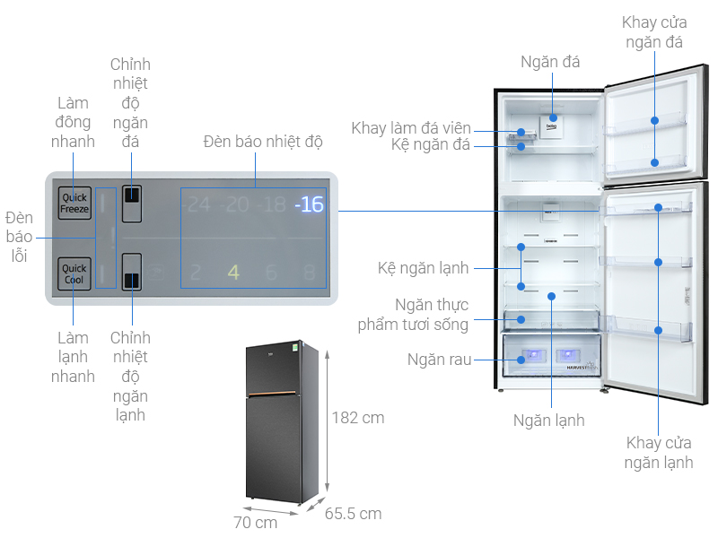 Tủ lạnh Beko RDNT470I50VK