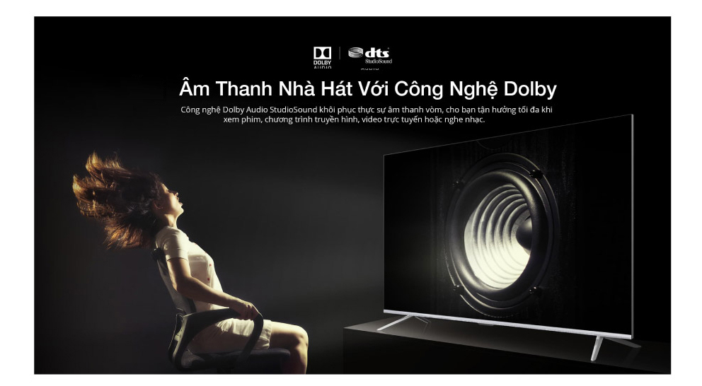 Công nghệ âm thanh Dolby trên smart tivi Coex 55UT7100XG giúp âm thanh trở nên sống động hơn