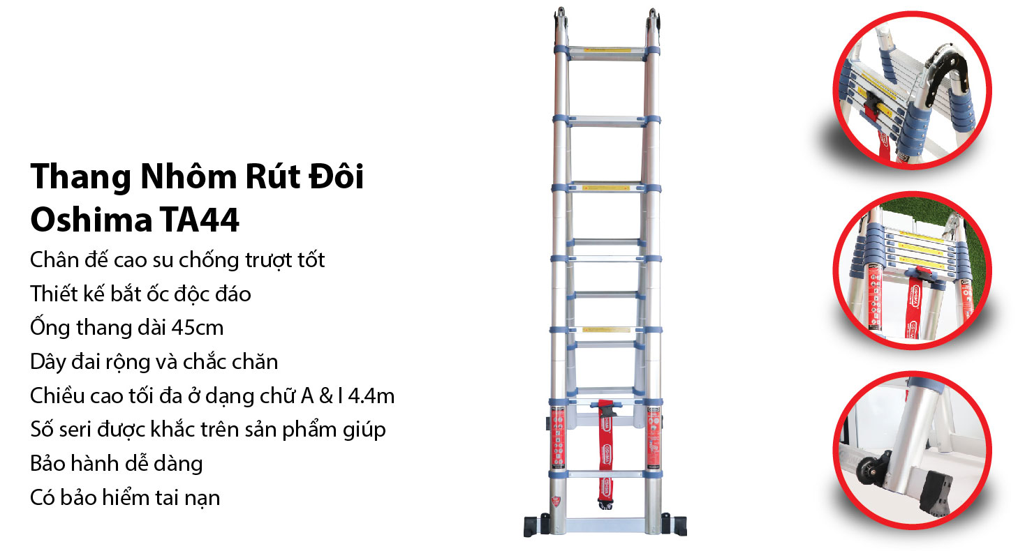 Thang nhôm rút đôi Oshima TA44